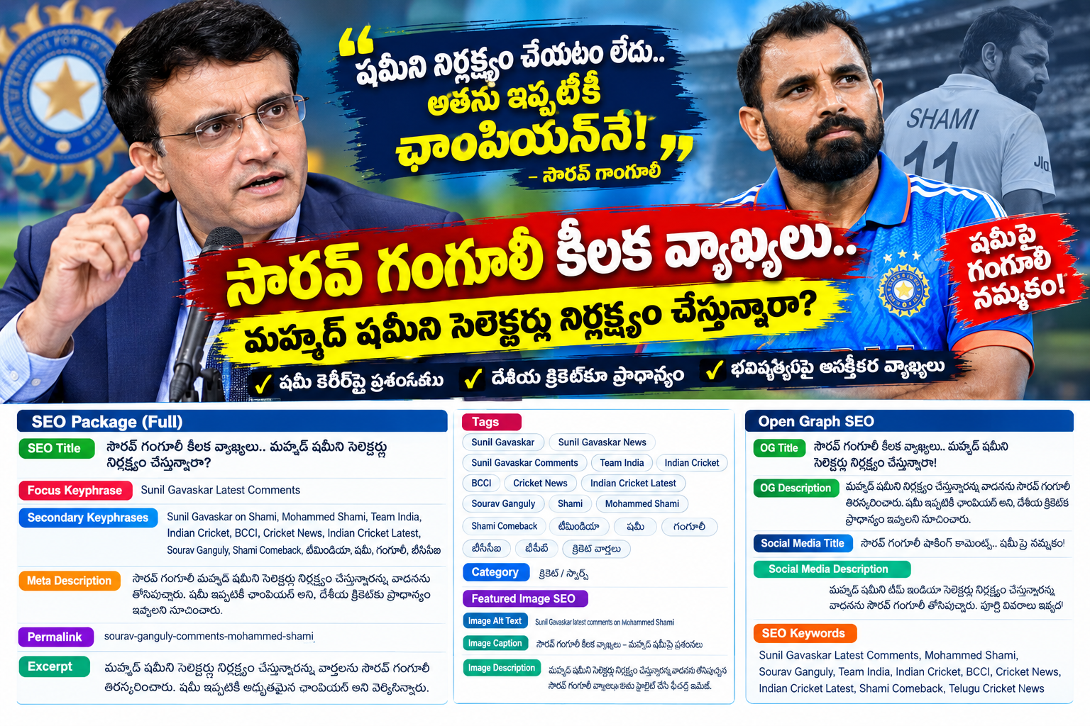 సౌరవ్ గంగూలీ కీలక వ్యాఖ్యలు.. మహ్మద్ షమీని సెలెక్టర్లు నిర్లక్ష్యం చేస్తున్నారా?